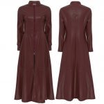 Steampunk stiilis gooti mootorratturite mantel Disco Party Pikk mantel Kunstnahast Trench Coat jope Mantel Kleit T&otilde;mblukuga Pahkluu pikkus Naistele Mehed S