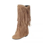 Mood Etniline Naine Boheemlaslik Karvane Tutt Peidetud Keskmise S&auml;&auml;rega Saapad Narmad Naiste Sisse Libistatavad Kingad S&uuml;gis Talv Uus 2024 34 beež