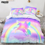 Multikas Vikerkaare &Uuml;kssarvik Voodipesukomplekt &Uuml;kssarviku Komplektid &Uuml;hekohaline Kahekohaline Queen Twin T&auml;issuurus Tekikott Lapsed T&uuml;drukud Laps Pehme Tekikott 70x133cm 2pcs