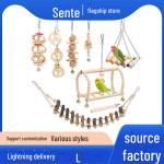 8-osaline papagoi n&auml;rimislelu komplekt: Trepp, palkkiik, kelluk&otilde;lin ja n&ouml;&ouml;r v&auml;ikestele ja keskmistele lindudele