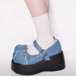 Kingad Lolita kingad Naiste kontsad Platvorm Mary Janes T&auml;hepandlaga rihm Mary Janes Naiste ristseotud T&uuml;drukute needid Vabaaja Kawaii kingad 38 must