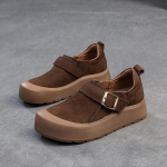 Johnature K&auml;sitsi valmistatud retro paksu tallaga naiste kingad ehtsast nahast &uuml;mmarguse ninaga mitmek&uuml;lgsed lamedad kingad 37 khaki