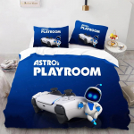 Astro Bot Armas multikas Voodipesukomplekt Tekikomplekt &Uuml;hekohaline Kahekohaline Voodi King Size Voodikomplekt T&auml;iskasvanud poisid Magamistuba Tekikott Padjap&uuml;&uuml;r 155X220cm-3pcs