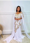 Pikk Pruutneitsi Maroko Abaya Maksimaalne Kuninglik Vabaaja Valge Kleit Kaftan Dubai Pidulik Kleit XS valge