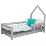 Lit cabane enfant POPPI 90 x 160 gris clair 1