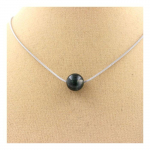 Pierres et Min&eacute;raux. Collier 1 perle Agate mousse 8 mm Chaine en acier inoxydable.