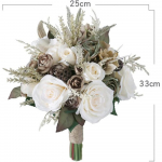 Kunstroosid lilledega pulmakimbud pruudikimbud K&auml;sitsi valmistatud siidist kreemjas lillega pulmapulmakimbud kirikupeo kodukaunistamiseks khaki