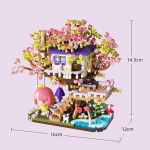Purple Blossom Sakura Tree Micro Mini ehitusklotsid M&auml;nguasjad Ideaalne kingitus mitmes stiilis Kontori- ja kodukaunistus V&auml;ljakutsuvad klotsid with box
