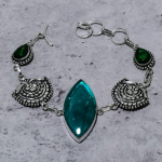 Indicolite Tourmaline, Diopside Gemstone 925 Sterling Silver Bracelet 7-8 l6q34