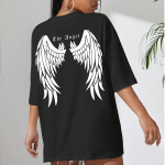 Dark Angel Back Wing Graphic T-s&auml;rk Naiste hingav t&auml;nava T-s&auml;rk Puuvillane Suvine T-s&auml;rk Riietus T&auml;nava vabaaja T-s&auml;rk naiste 4XL