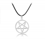Moodne Must Butleri kaelakee Pentacle Pentagram Ripats Lucifer Saatana Logo Silt &Uuml;leloomulikud Ehted Meestele Naised 50cm h&otilde;be