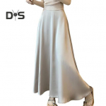 Naiste kalasaba seelik k&otilde;rge v&ouml;&ouml;kohaga satiinitaoline hingav maxi seelik &uuml;hev&auml;rviline kontoriseelik t&ouml;&ouml; vaba aeg igap&auml;evane kandmine M &scaron;ampanjav&auml;rvi