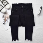 Naiste k&otilde;rge v&ouml;&ouml;kohaga skinny teksad - Slim Fit pliiatsp&uuml;ksid kevad-s&uuml;gis 2024. Size 25 must