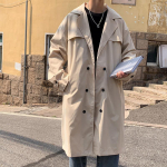 Meeste Korea stiilis keskmise pikkusega tuulepluus, kevad 2022 trendikas &uuml;le p&otilde;lve ulatuv vabaajamantel paaridele M beež