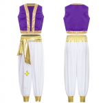 Poiste Kost&uuml;&uuml;m Araabia Prints Cosplay Riietumine Vest Vest Haremp&uuml;ksid &Uuml;likond Halloweeni Karnevali Lavalise Etenduse jaoks 5-6 Years punane