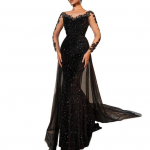 Naiste litritega &otilde;htukleit pitsist pikkade varrukatega keha j&auml;rgi liibuv maksikleit s&auml;delev p&otilde;randani pikkusega v&otilde;rkpitsiga patchwork pealiskiht kleit kokteili- ja pulmapidudeks S must