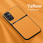 Samsung Galaxy A34 5G &uuml;mbrisele Nahast magnethoidikuga telefoni&uuml;mbris Samsung A34 5G A 34 SM-A346B jaoks koos metallplaadi tagakaanega For Galaxy A34 5G roheline