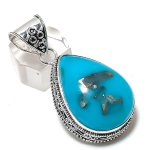 Turquoise Handmade 925 Sterling Silver Jewelry Pendant 2.05 m6o29