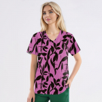 Suures suuruses tr&uuml;kitud Scrub t&ouml;&ouml;vormi topid naiste V-kaelusega l&uuml;hikeste varrukatega l&otilde;busatele T-s&auml;rkidele Taskutega t&ouml;&ouml;riiete T-s&auml;rk XXXXL