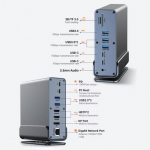 15-in-1 USB-C dokkimisjaam USB-C hub Type-C hub Kahekordne HDMI adapter USB 3.0 10Gbps jagaja 4K60Hz/RJ45 1000M/USB3.0/PD100W