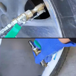 Tire Inflator Nozzle Quick Connect Air Chuck with Locking Mechanism Easy to Use Clip