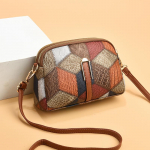 Vintage Patchwork PU nahast naiste &otilde;lakott Casual Style Shell v&auml;ike Crossbody kott 18x7.5x14.5cm