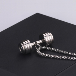 Moodne meeste hantli fitness kaelakee titaanterasest ripats kell moodne aksessuaar 50CM(Necklace Size)
