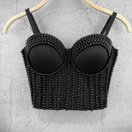 P&auml;rlitest K&auml;sit&ouml;&ouml;na Valmistatud V&auml;ikesed Topid Moodsad ja Nooruslikud Kehakujundavad Retro &Uuml;hev&auml;rvilised Kalaluu &Ouml;&ouml;klubi Esitusriided Camisole Topid 40/90 must