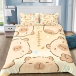 Armas koomiksiloom kapibaara tr&uuml;kiga voodipesukomplekt Tekikott 1 tekikott 2 padjap&uuml;&uuml;ri T&auml;iskasvanute ja laste voodipesukomplekt Luksuslikud kingitused 90x200cm white
