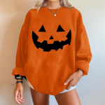 Naiste vabaajamood Halloweeni printidega pikkade varrukatega O-kaelusega dressipluusid S