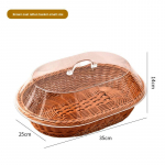 Munakujuline akr&uuml;&uuml;l leivakorv kaanega Euroopa stiilis luksuslik puu- ja k&ouml;&ouml;giviljade hoiualus 35cm*25cm*14cm pruun