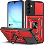 Coque de Protection - BOOLING - Samsung Galaxy A17 5G/4G - Antichoc avec Cache Cam&eacute;ra - Rouge