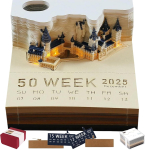 3D m&auml;rkmeplokid kalender 2026, Maagiline loss 3D DIY kunsti m&auml;rkmeplokk tuledega, Ajamasin kalender 2026 rebimiskarvits kleepuv DIY post k&auml;sit&ouml;&ouml;(Maagiline loss) brown