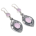 Natural Pink Chalcedony Gemstone Handmade 925 Sterling Silver Earring 2.76 n4w57