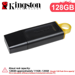 Kingston 128GB USB 3.2 M&auml;lupulk 64GB 256GB Kiire DTX USB 3.2 gen 1 Pendrive USB M&auml;lupulk Salvestusseadmed V&otilde;tmem&auml;lu Stick 3.0 DataTraveler &middot;128GB black