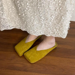 Moodne seemisnahast lame naiste suss Ruudukujulise ninaga libisevad muulad Vabaaja moodussussid Naiste trend Mujer Zapatos Suurus 35-43 Pantuflas Mujer 35 kollane