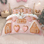 Homewish Kawaii piparkoogist tekikott t&uuml;drukutele poistele, J&otilde;ulupuu J&otilde;uluvana tekikott, Helvestega voodipesukomplekt DE XS 100x135cm 2pcs&set white