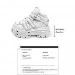 Hispaania Rock Retro Punk Metall Muffin Nahk Naiste K&otilde;rgendatud Tume Platvorm Isa Vabaaeg Paar Meeste Kingad 8 Cm 35 valge