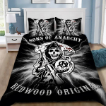Sons of Anarchy R-Retro Voodipesu Komplekt T&auml;iskasvanu Poiss T&uuml;druk Magamistoa Kaunistus Laste Kingitus &Uuml;he Kahekohaline Queen King Suurus Duvet Cover Set&EU Single(135x200cm)