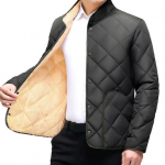 Meeste Talvine S&uuml;gismantel Paks Plush Polsterdatud Standkrae Kaelakaitse Soe Pikad Varrukad Pure Color Plus Size Pehme &Uuml;herealised Taskud Kardigan XL hall