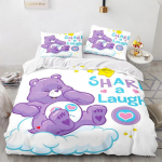 MINISO-Multikas Anime Care Bears Tekikottide komplekt Kawaii Padjap&uuml;&uuml;ride komplekt Laste Voodipesu komplekt Dekor Full Queen King Suurus EU Single(135*200cm)3pcs