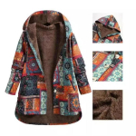 Pikk Prinditud Huppari Soe Naiste Jakk Moodne &Uuml;ler&otilde;ivas Retro Rahvuslik Stiil Saleda Temperamendiga Suur Suurus 3XL black
