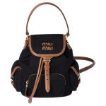 Miu Miu Kuldne Riistvara Puuvillane Mini Seljakott Naiste seljakott Must 5BZ043_2IBQ_F0RS5_V_OOM Basic Set (Bag+Dust Bag)
