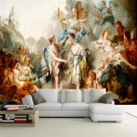 Euroopa stiilis 3D-tapeet, retro-figuuriga seinamaaling, elutoa televiisori diivani kodukaunistuse tausttapeet 200 cm(W) x 140 cm(H) gray