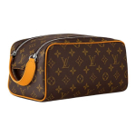 Louis Vuitton Dopp Kit Kirjalogo T&otilde;mblukk Nahk Tualetitarvete kott Meeste tualetitarvete kott Kollane Pruun M12643 Box(Basic Set+Box)