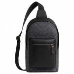 Coach West Pack 20 Metalllogo T&otilde;mblukuga Suletav Kaetud L&otilde;uendist Crossbody Rinnakott V&auml;ikesed Meeste kotid S&uuml;simust CV924-QBMI5 Gift Box Set (Basic Set+Yellow Box)