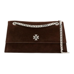 Tory Burch Kira Klassikaline Logo Suede Nahast Crossbody &Otilde;lakott Keskmine Naiste kotid Must Kakao 169176-200 Basic Set (Bag+Dust Bag)