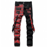 GLYDE Uus Mood Punane Ruuduline Patchwork Punk T&otilde;mblukuga Meeste Kitsad Teksap&uuml;ksid Y2K Pandlaga Hip Hop Gooti Kitsad Teksap&uuml;ksid Pantaloni Uomo 29 must