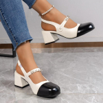 Uued naiste klassikalised mitmev&auml;rvilised sandaalid Naiste rihmaga Mary Jane kingad P&auml;rliv&ouml;&ouml;ga keskmise k&otilde;rgusega kontsad Kingad Daamide kontori kleidisandaalid 35 beež