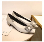 Naiste K&otilde;rged Kontsad Veekristall Ruudukujuline Pandla Teravaotsalised Paksud Kontsad Pulmad Siidist Satiin Keskmise K&otilde;rgusega Kontsad Madala Suuga Kingad 34